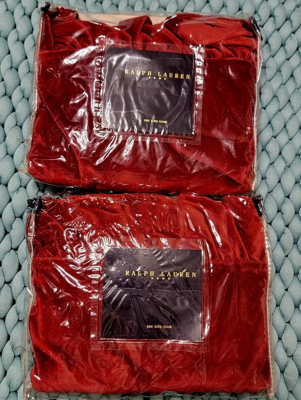 RALPH LAUREN Red Medieval Velvet 2 King Shams NEW NWT